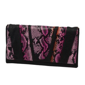 Big Buddha NWOT Vintage Style Large Hot Pink Snakeskin Clutch "Hot Like Fire!"